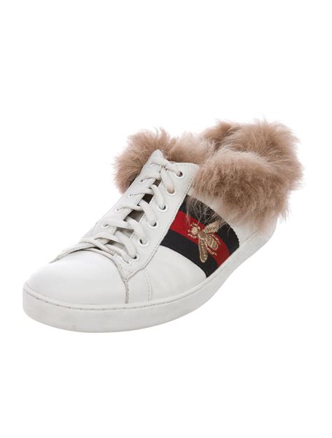 gucci ace sneaker used 6|Gucci ace sneakers with fur.